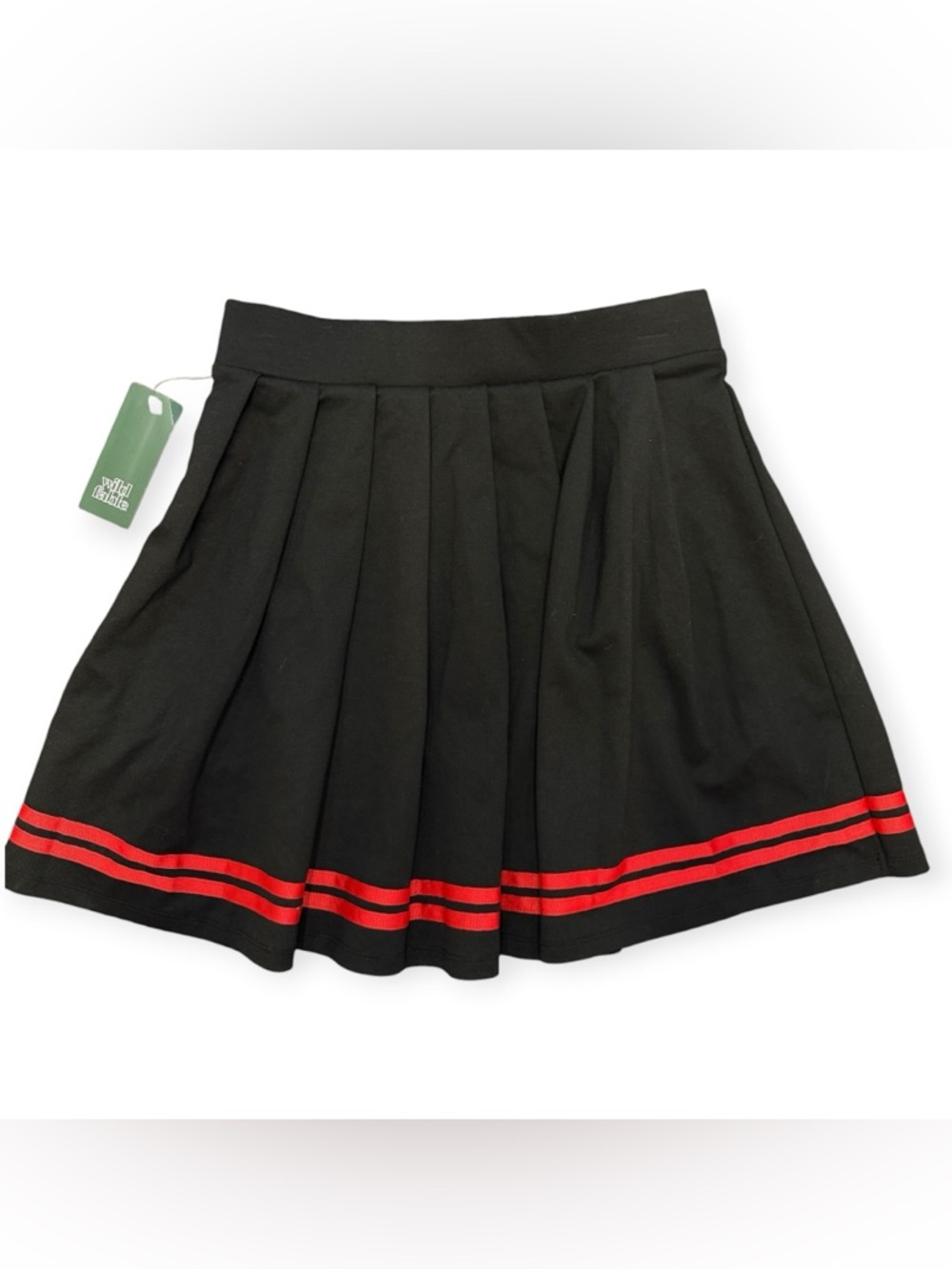 Wild Fable Black Pleated Skirt with Red Hem Stripes Cheer Skirt Uniform Skirt